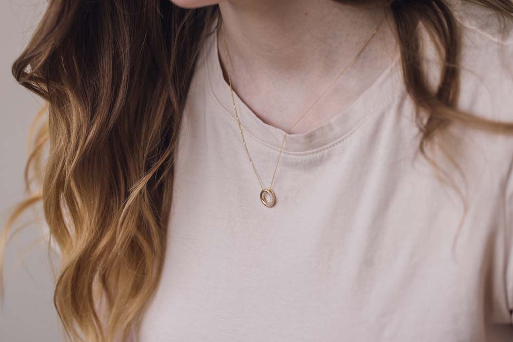Circle Pendant with .14 Carat TW of Diamonds in 10kt Yellow Gold