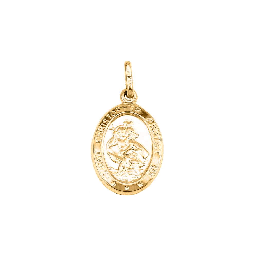 St Christopher Disc Pendant in 10kt Yellow Gold