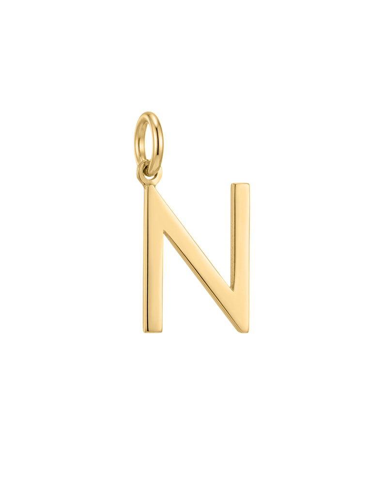 "N" Initial Charm in 10kt Yellow Gold