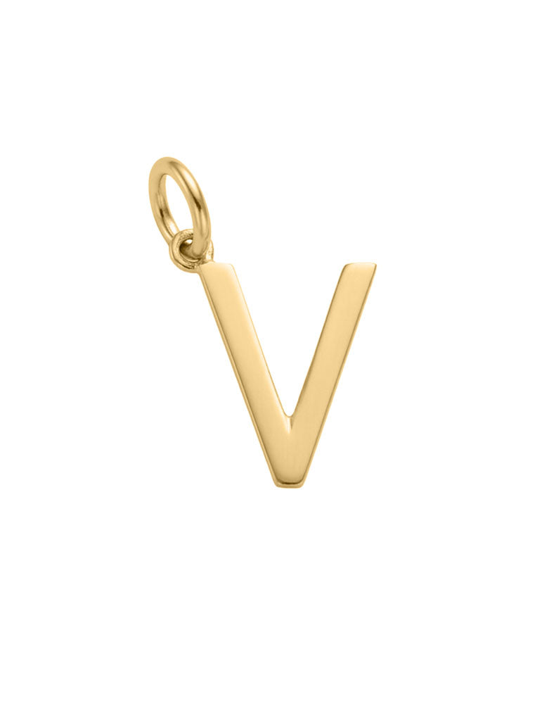 "V" Initial Charm in 10kt Yellow Gold