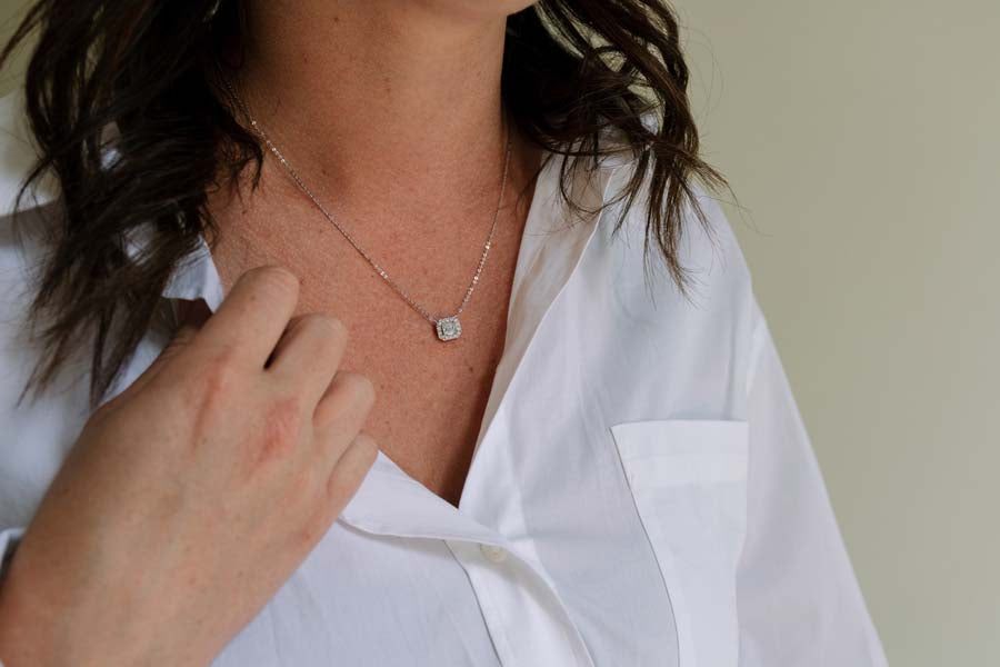Pendant with 1.00 Carat TW of Lab Created Diamonds in 14kt White Gold with Chain