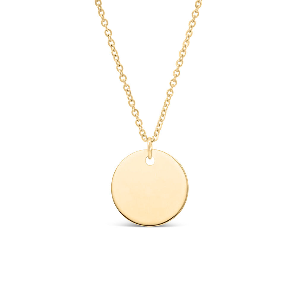 Disc Pendant in Gold Tone Stainless Steel with 16-18" Chain
