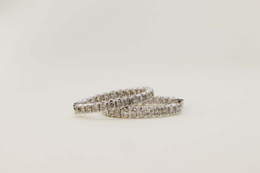 Inside Out Hoop Earrings with 1.00 Carat TW of Diamonds in 10kt White Gold