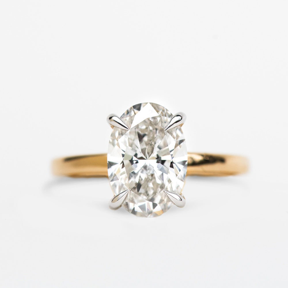 Oval Solitaire Engagement Ring with 3.00 Carat Lab Created Diamond in 14kt Yellow Gold