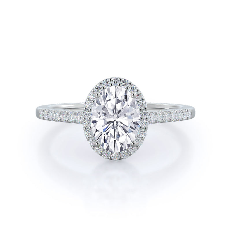 Oval Cathedral Halo Lab Created Diamond Engagement Ring