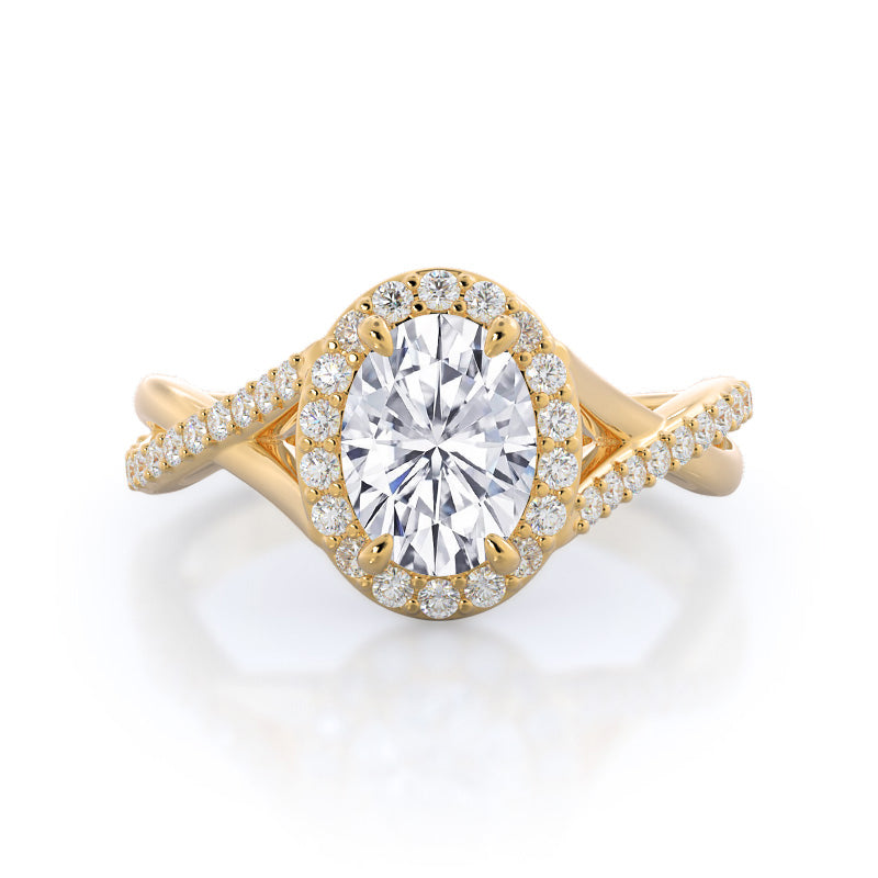 Twisted Halo Lab Created Diamond Engagement Ring
