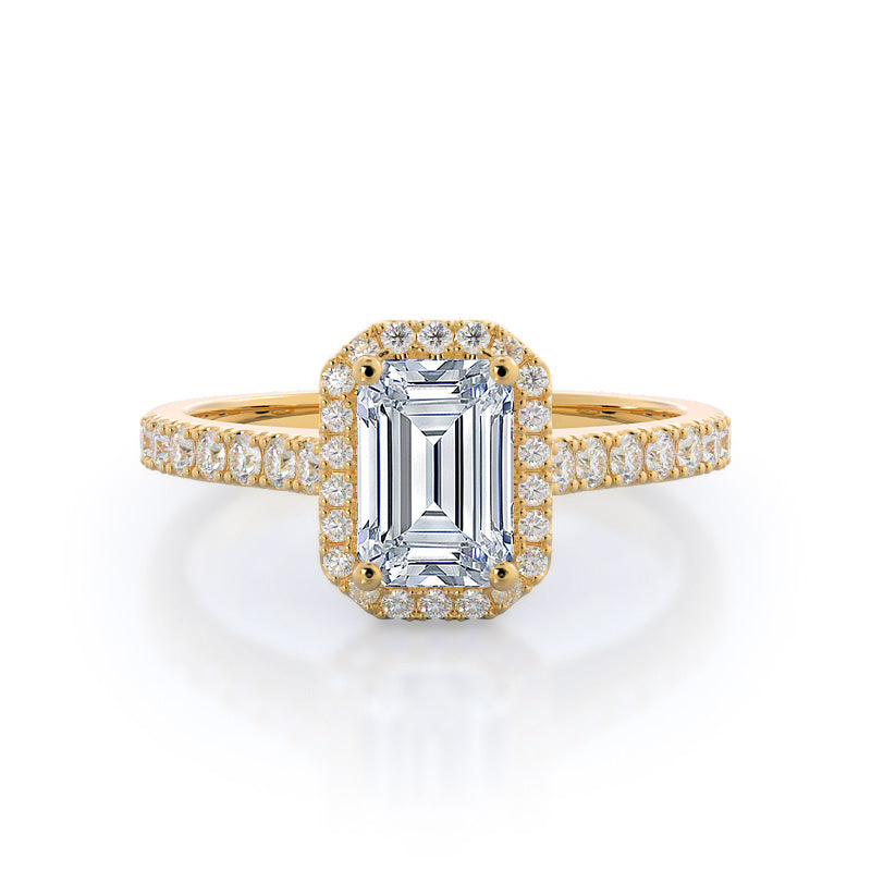 Pave Halo Lab Created Diamond Engagement Ring