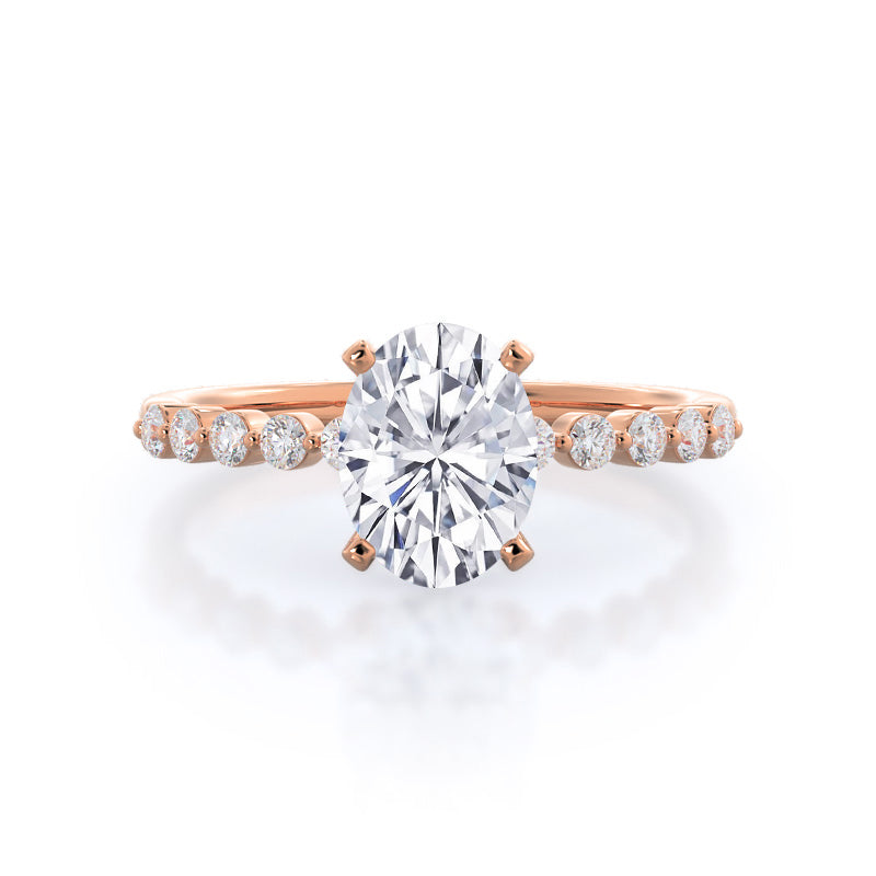 Under Bezeled Accent Lab Created Diamond Engagement Ring