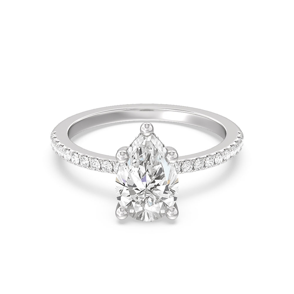 Lab Created Diamond Basket Pave Engagement Ring