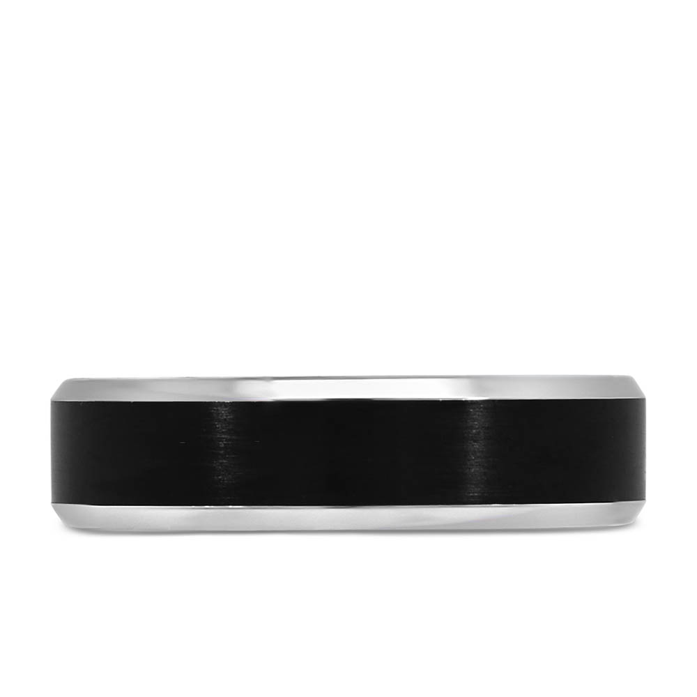 6MM Comfort Fit Carbon Fiber Wedding Band in 14KT White Gold