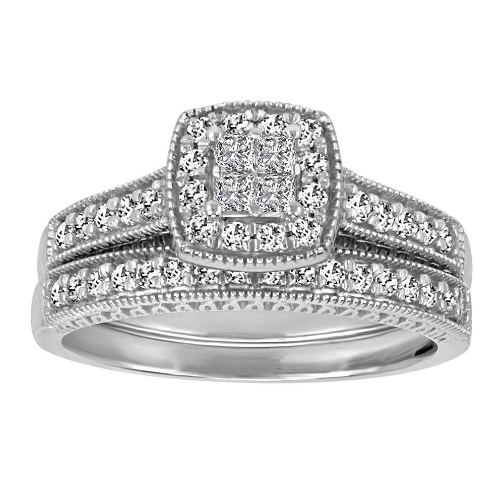 Bridal Set with .50 Carat TW of Diamonds in 10kt White Gold