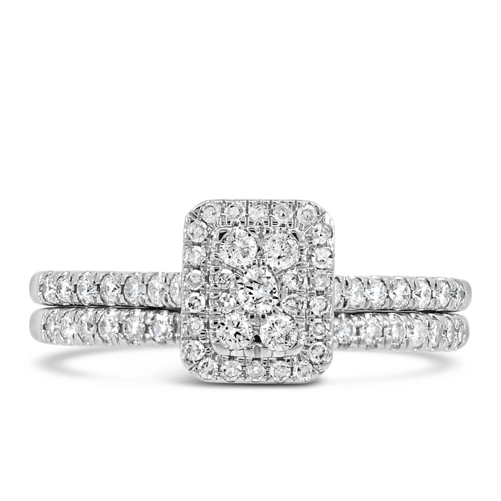 Halo Engagement Ring Set