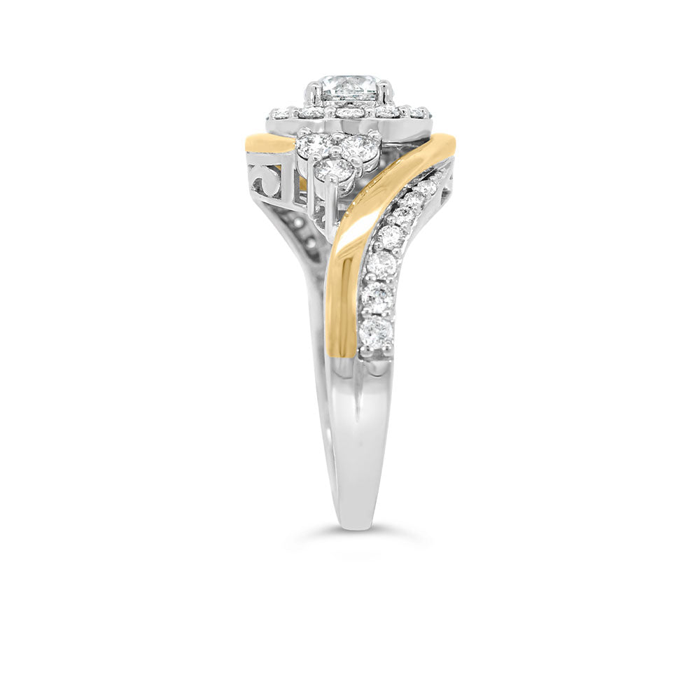 Cluster Engagement Ring with .50 Carat TW of Diamonds in 14kt White and Yellow Gold