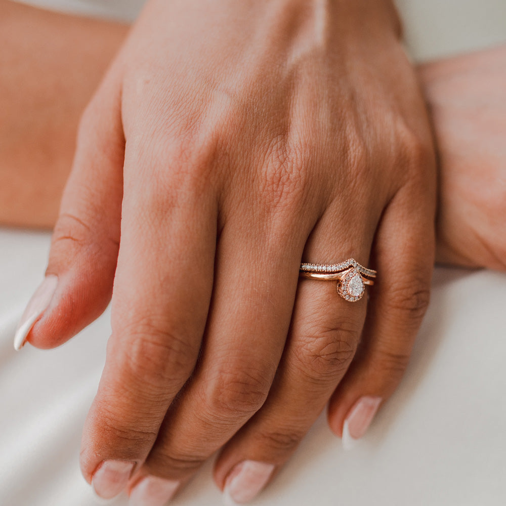 Rose Halo Diamond Engagement Ring .27 Carat TW in 18kt Rose Gold