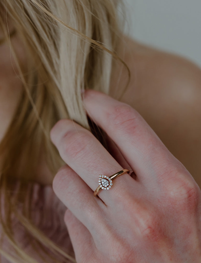 Pear Shaped Diamond Ring with .10 Carat TW in 10kt Yellow Gold