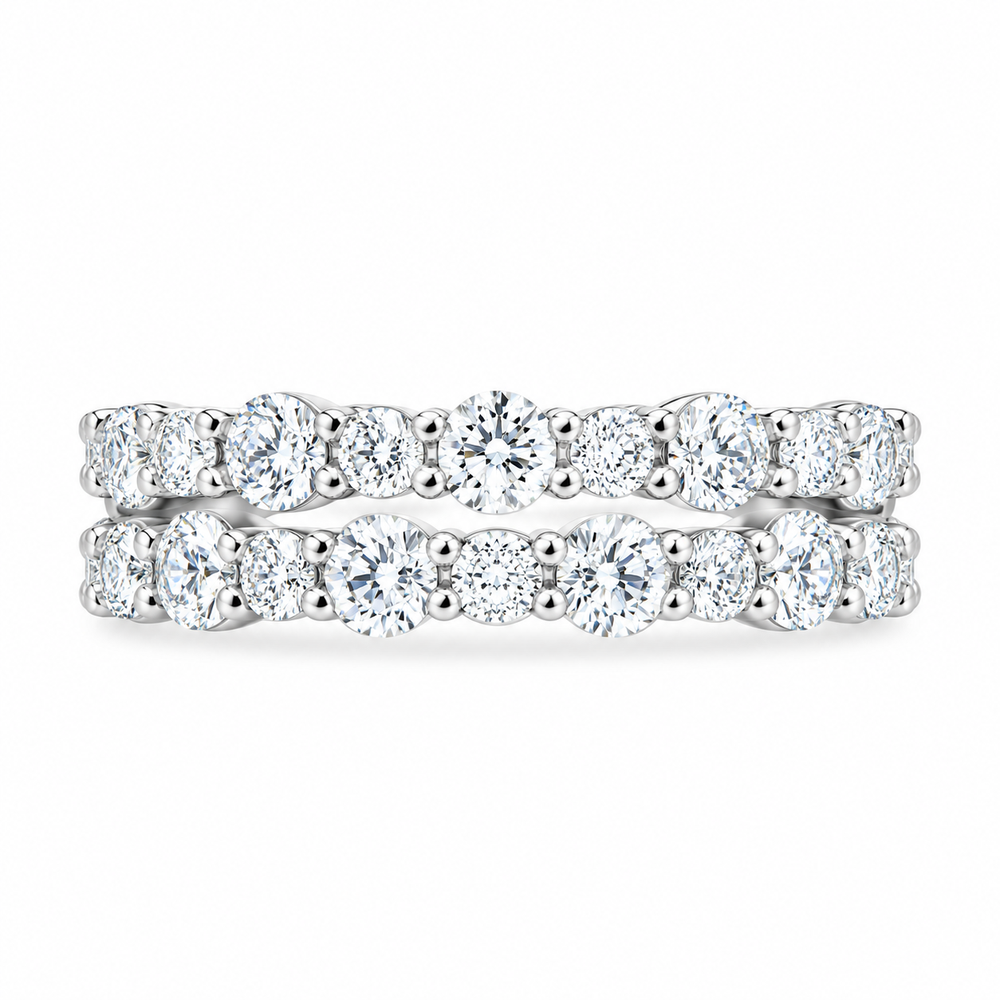 Double Row Diamond Ring with 1.40 Carat TW in 10kt White Gold
