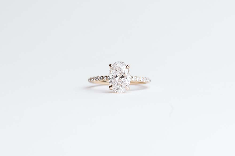 Oval Engagement Ring with 2.20 Carat TW of Lab Created Diamonds in 14kt Yellow Gold