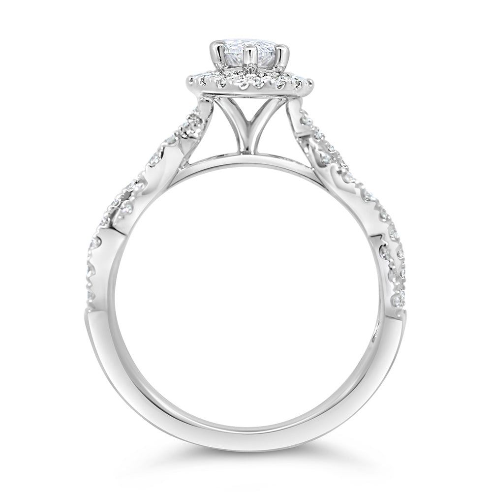 Halo Marquise Engagement Ring with 1.50 Carat TW of Lab Created Diamonds in 14kt White Gold