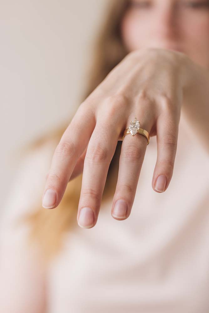 Marquise Cut Engagement Ring with 3.00 Carat TW Lab-grown Diamond with bold band in 14kt Yellow Gold