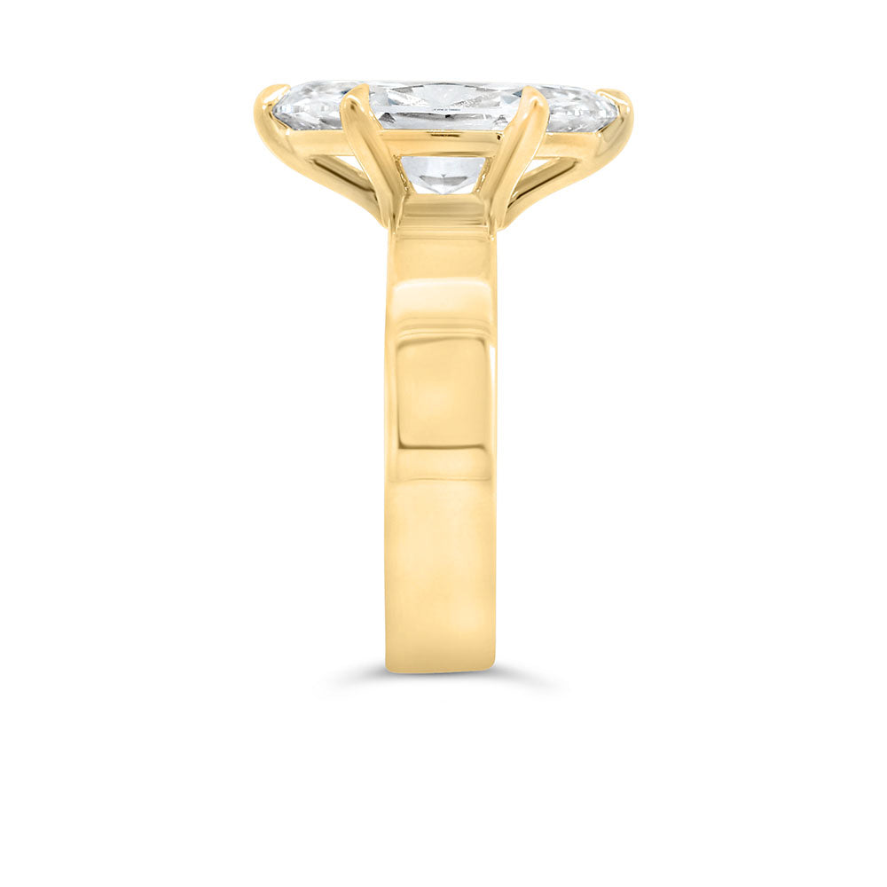 Marquise Cut Engagement Ring with 3.00 Carat TW Lab-grown Diamond with bold band in 14kt Yellow Gold