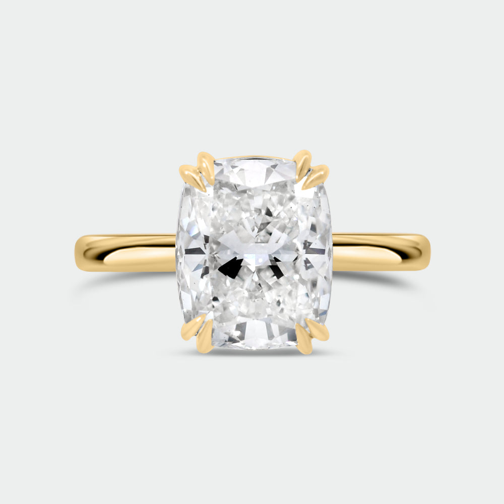 Cushion Cut Engagement Ring with 4.00 Carat TW Lab-grown Diamond in 14kt Yellow Gold