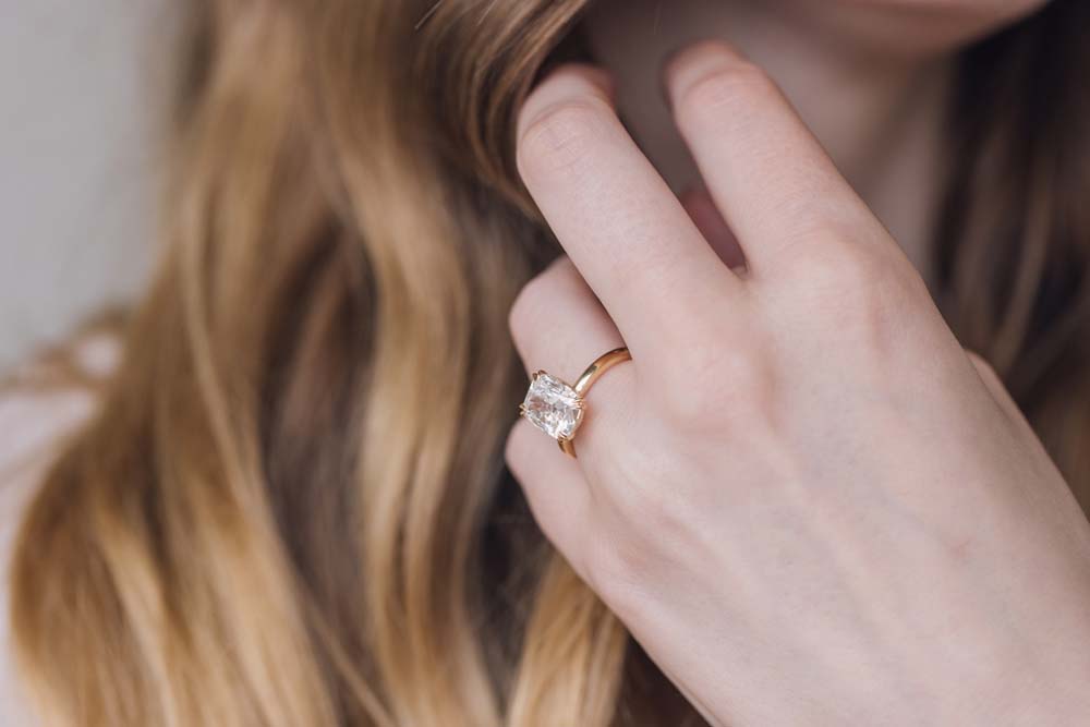 Cushion Cut Engagement Ring with 4.00 Carat TW Lab-grown Diamond in 14kt Yellow Gold
