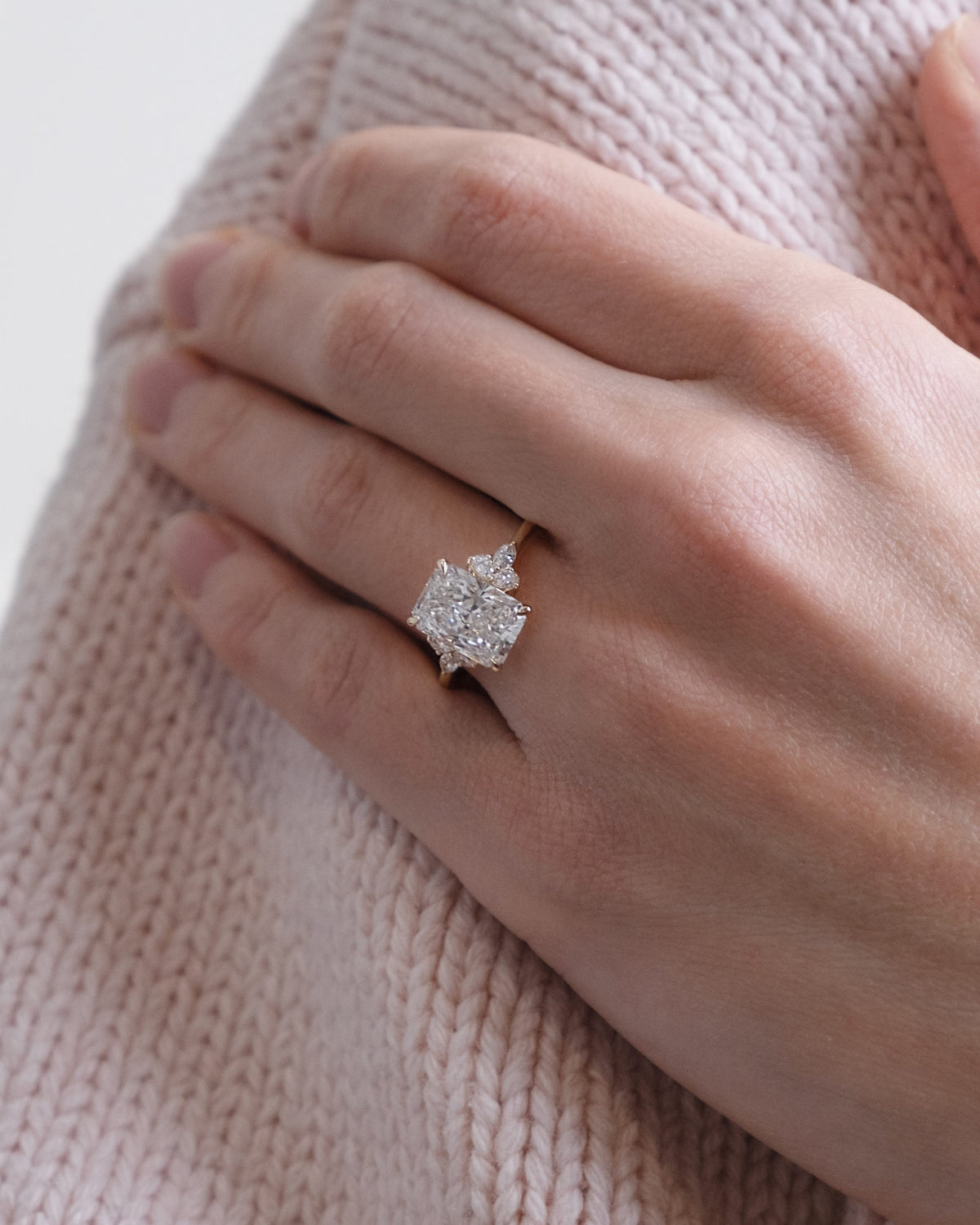 Radiant Cut Engagement Ring with 3.30 Carat TW of Lab Created Diamonds in 14kt Yellow Gold