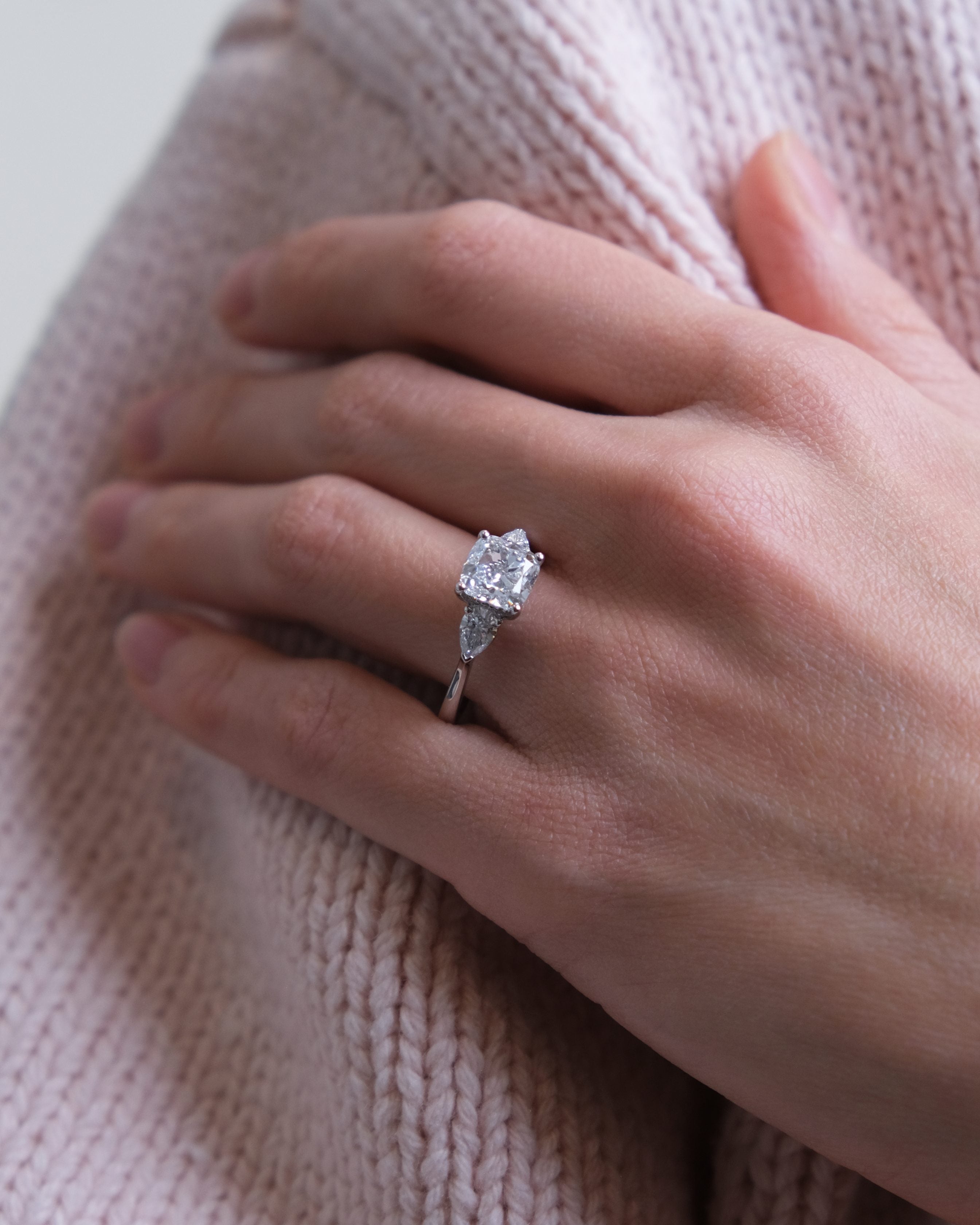 Cushion Cut Engagement Ring with 2.62 Carat TW of Lab Created Diamonds in 14kt White Gold