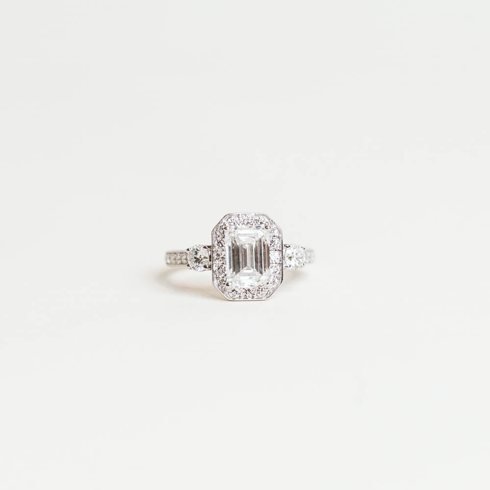 Emerald Cut Diamond Engagement Ring with 2.75 Carat TW of Lab Created Diamonds in 14KT White Gold