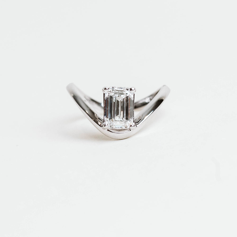 Emerald Cut Engagement Ring with 1.50 Carat Lab Created Diamond in 14KT White Gold