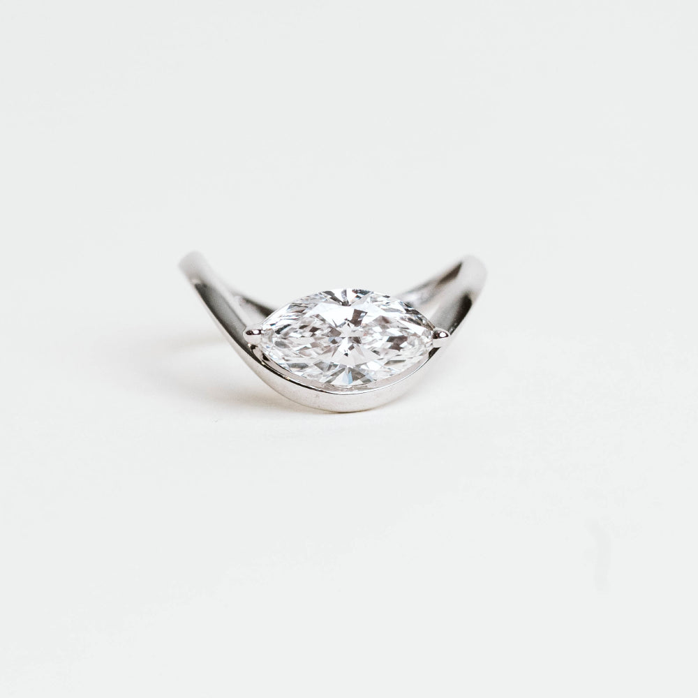 Marquise Engagement Ring with 1.50 Carat Lab Created Diamond in 14KT White Gold