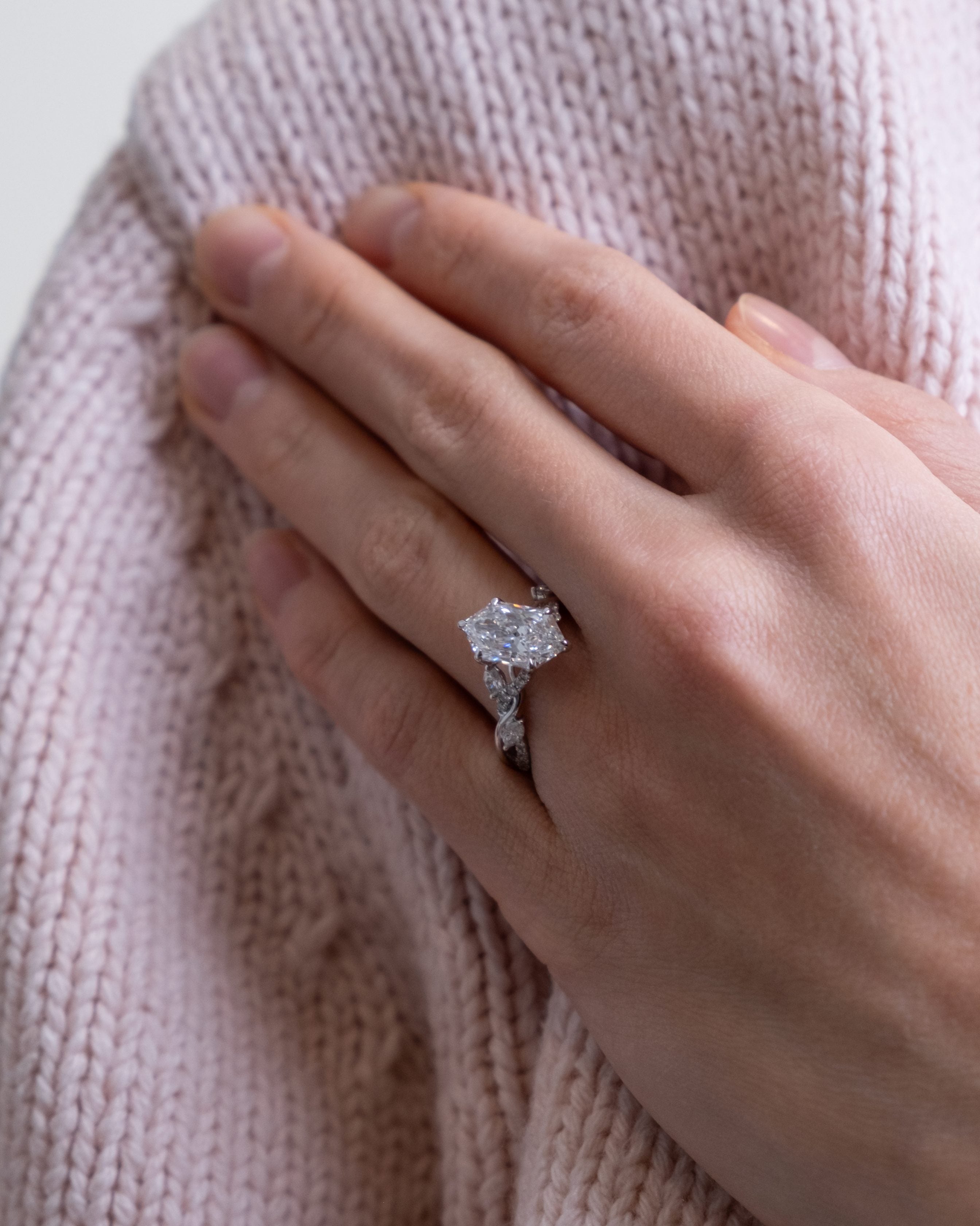 Dutch Marquise Engagement Ring with 3.50 Carat TW of Lab Created Diamonds in 14kt White Gold