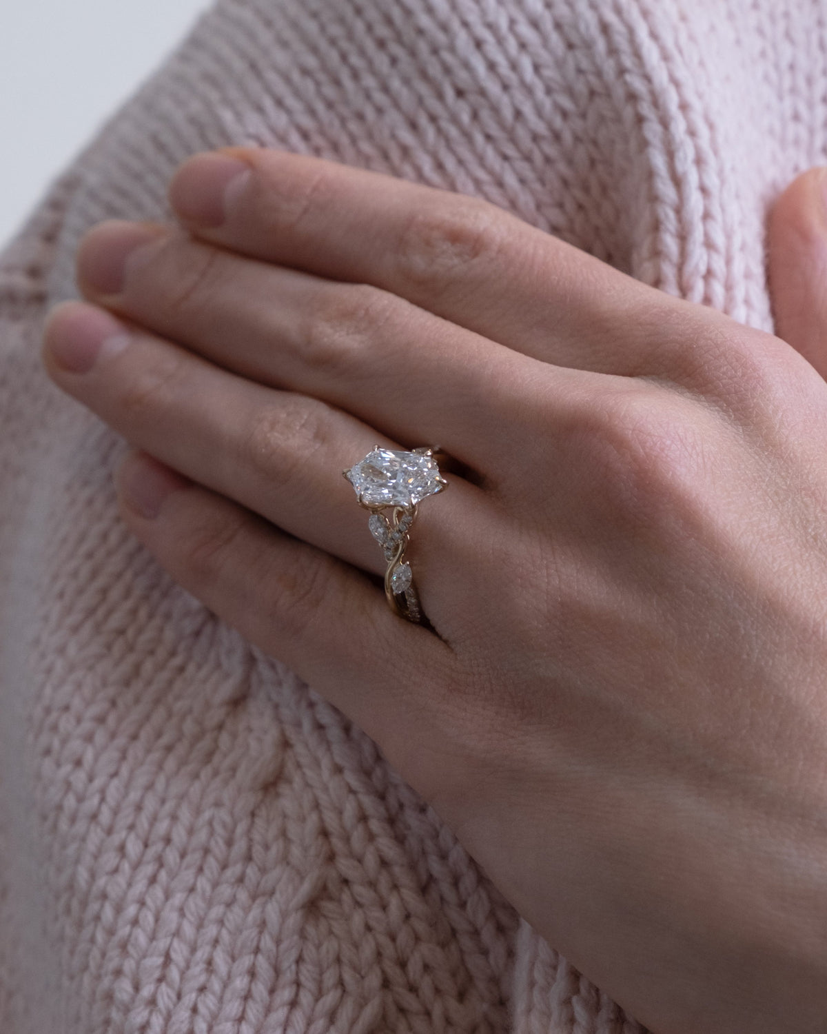 Dutch Marquise Engagement Ring with 3.50 Carat TW of Lab Created Diamonds in 14kt Yellow Gold