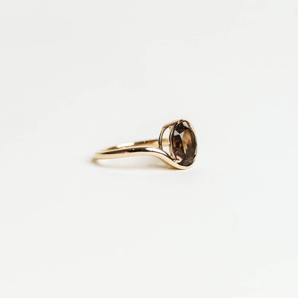Smoky Quartz Ring in 14KT Yellow Gold
