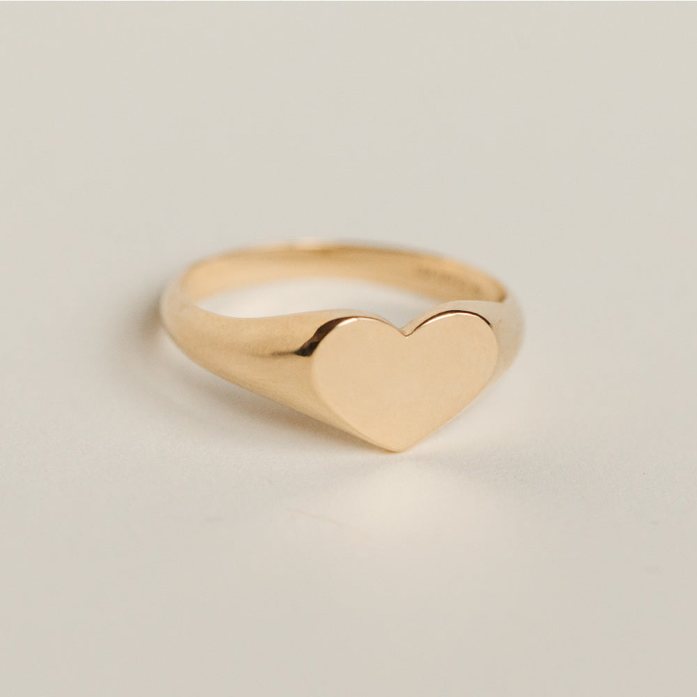Heart Signet Ring in 10kt Yellow Gold