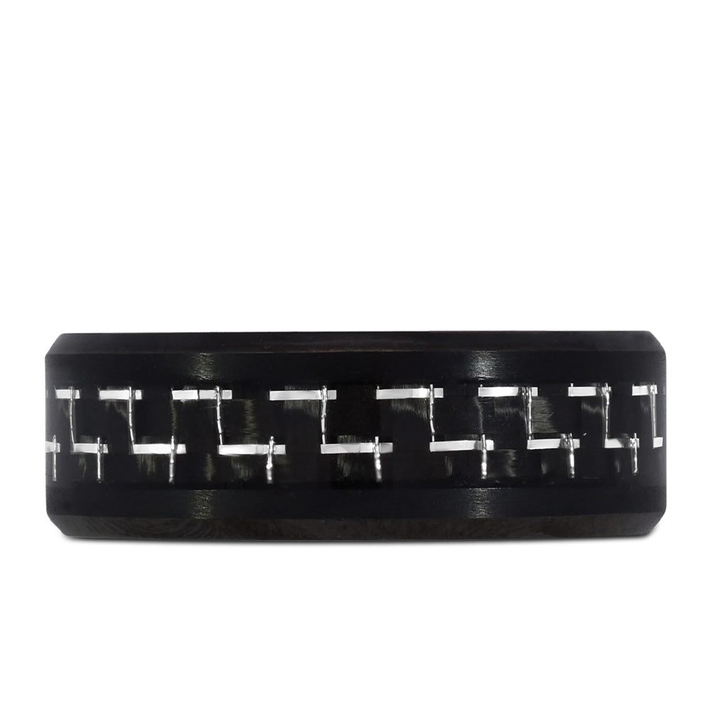 8MM Black Comfort Fit Wedding Band in Tungsten