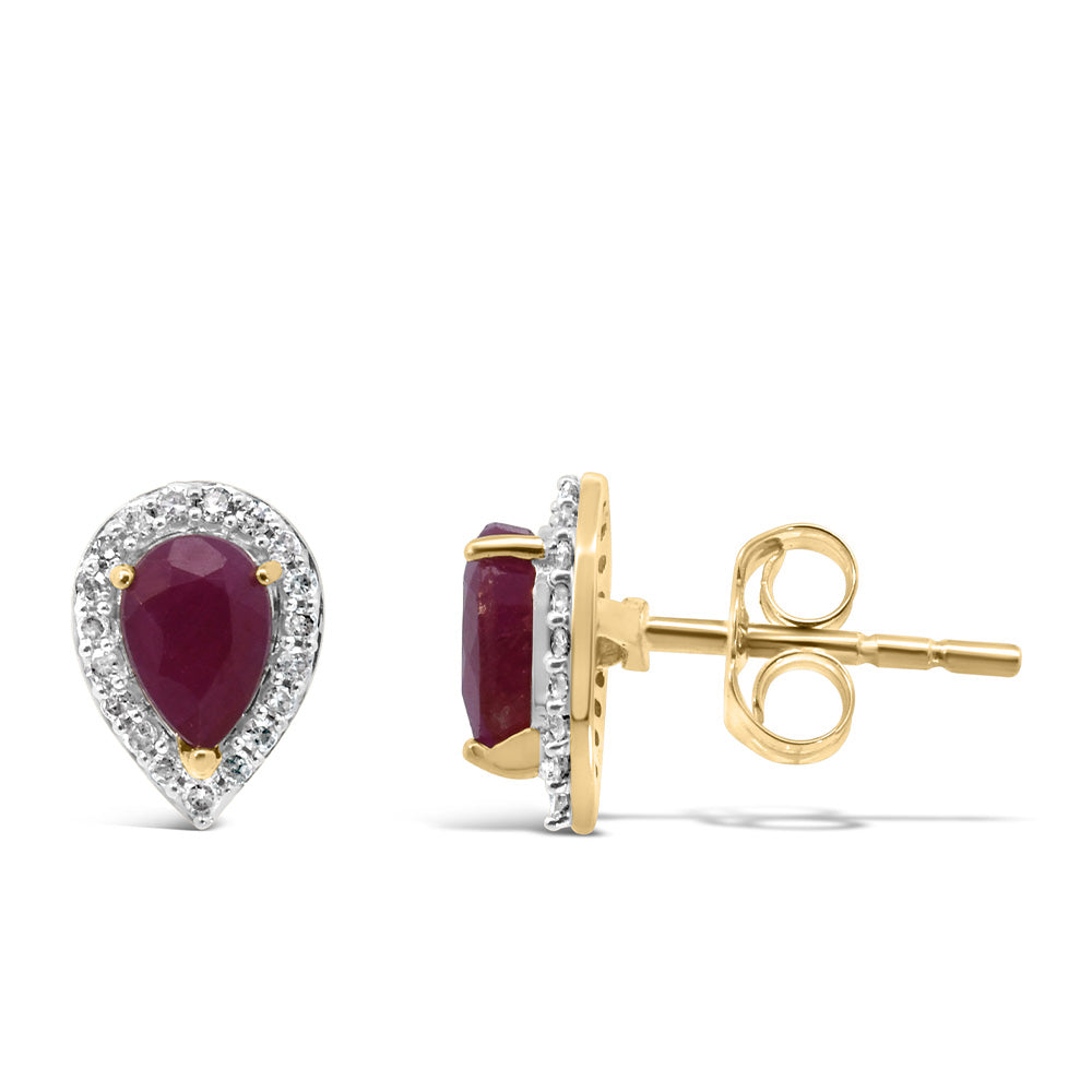 Ruby Earrings in 10kt Yellow Gold