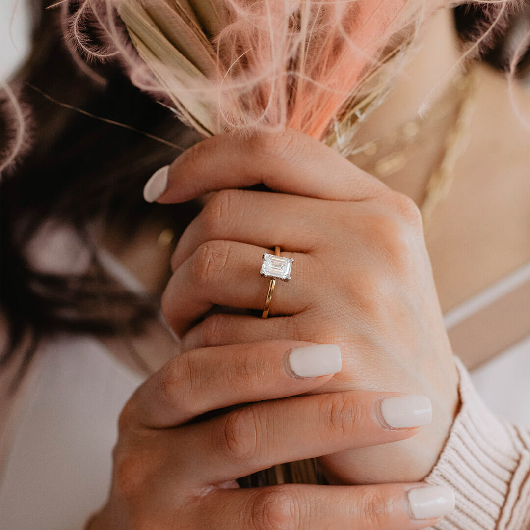 Eternal Icon Emerald Solitaire Engagement Ring with 1.63 Carat TW of Diamonds in 18kt Yellow Gold