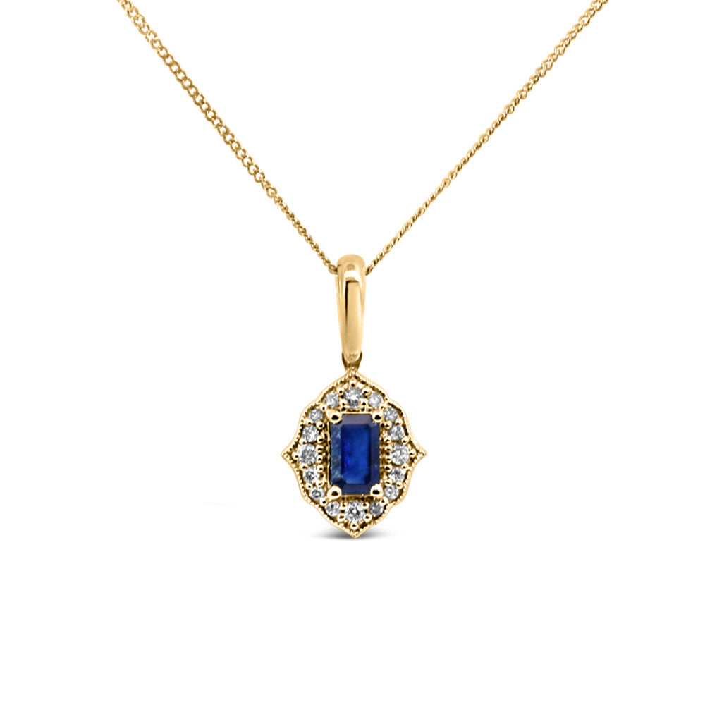 sapphire pendant in yellow gold