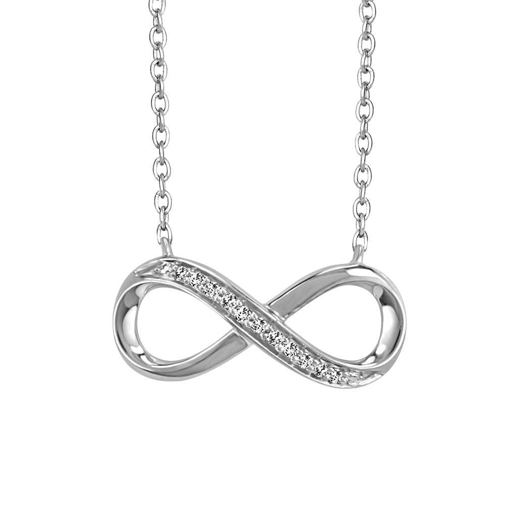 18" Infinity Necklace with .04 Carat TW of Diamonds in Sterling Silver