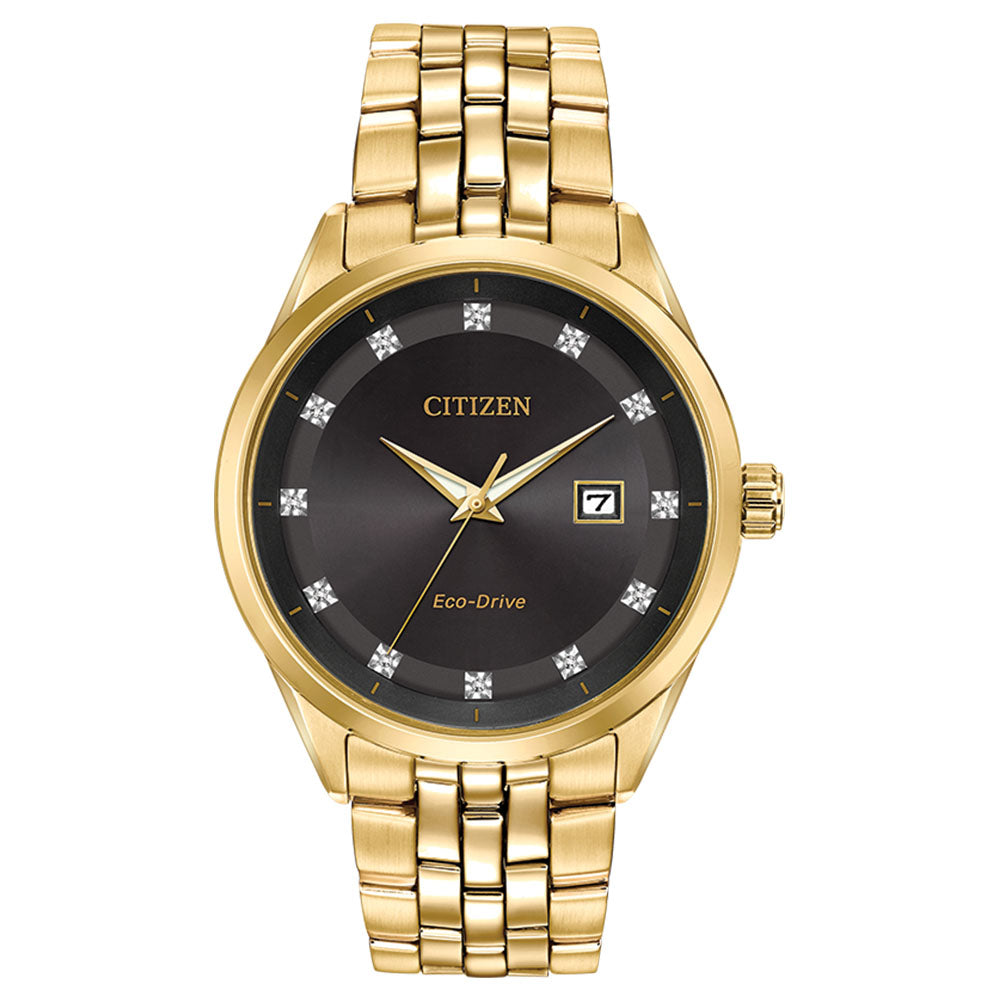 Men's Citizen Eco-Drive Gold Tone Corso Diamond Watch