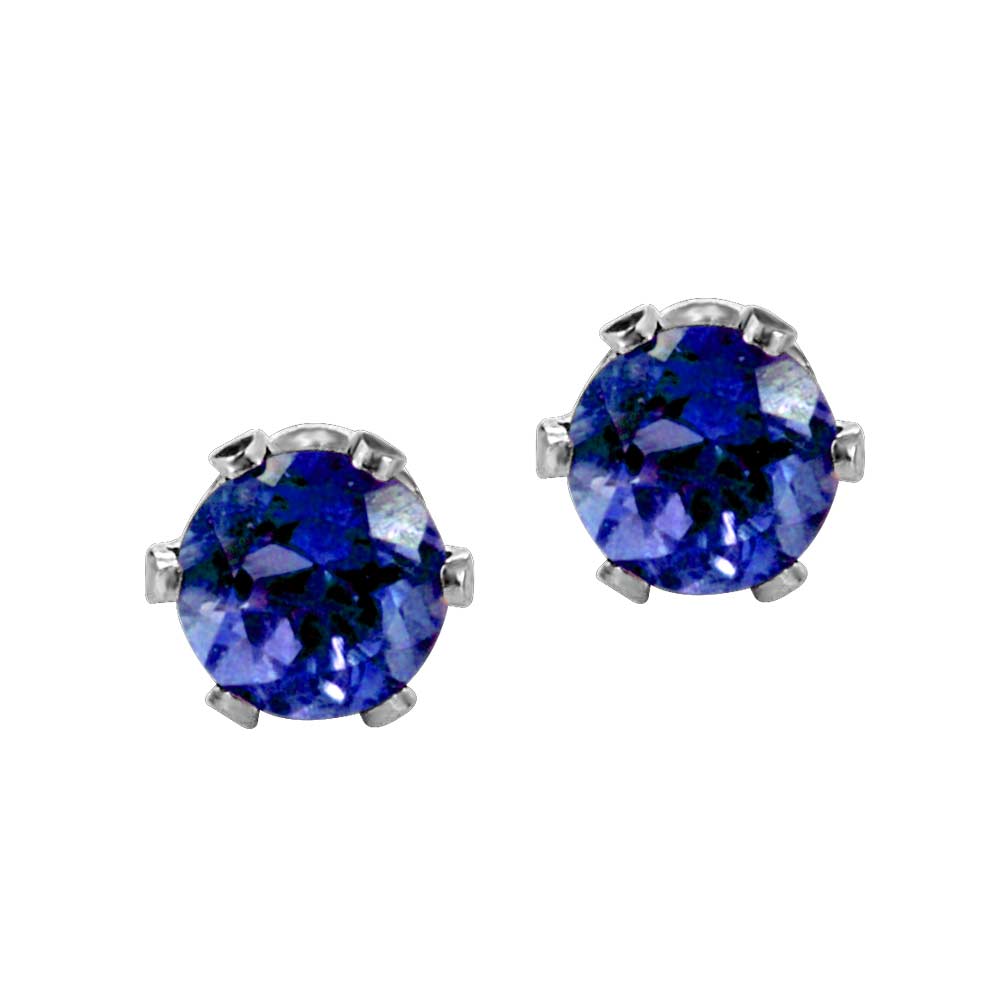 Childrens' Precious Forever Earrings with Blue Sapphire in 14kt White Gold