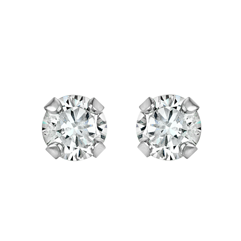 Childrens' Precious Forever Earrings with Cubic Zirconia in 14kt White Gold
