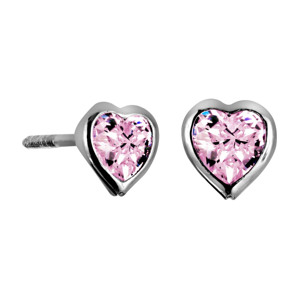 Childrens' Precious Forever Earrings with Pink Cubic Zirconia in Sterling Silver