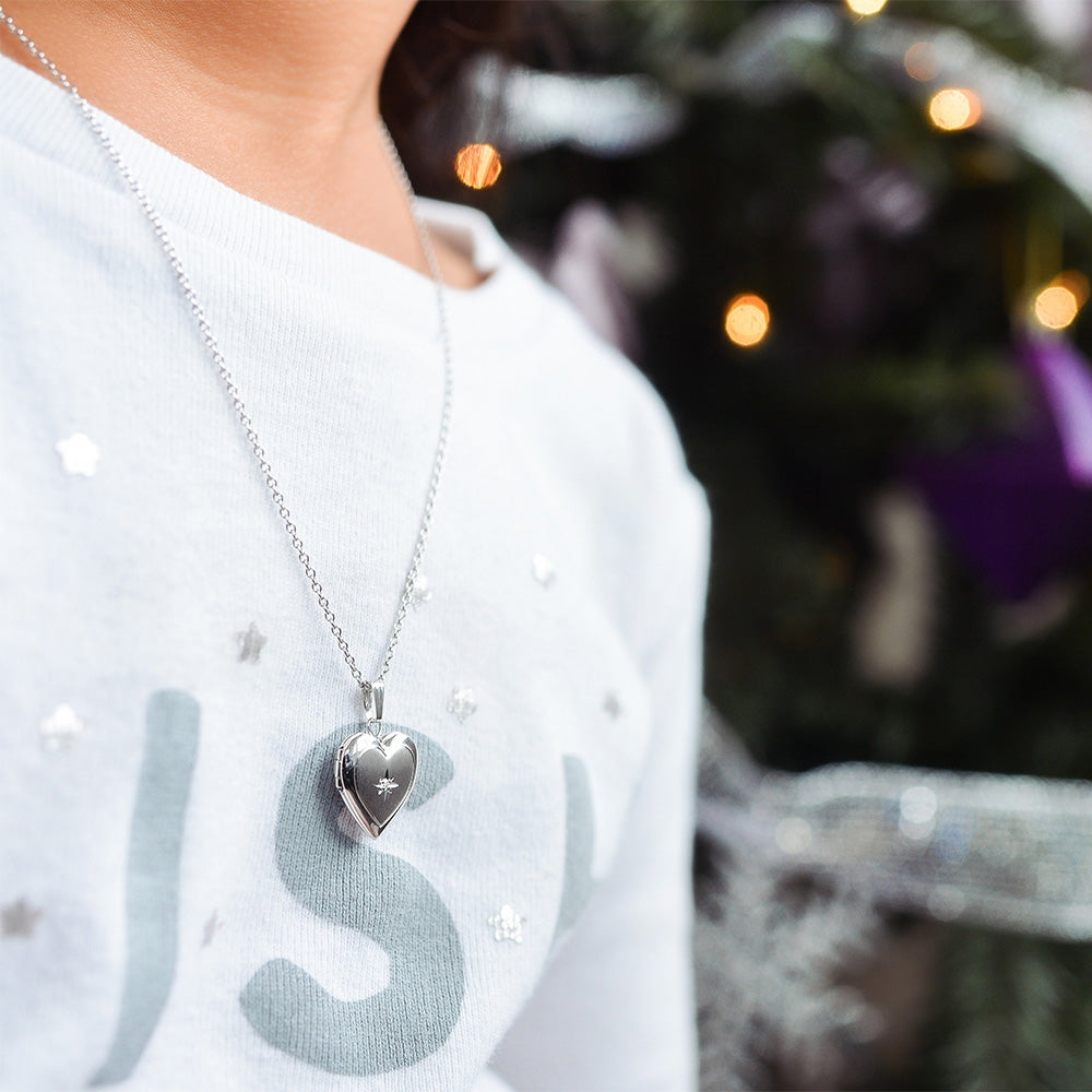 Childrens' Precious Forever Heart Locket in Sterling Silver with Chain