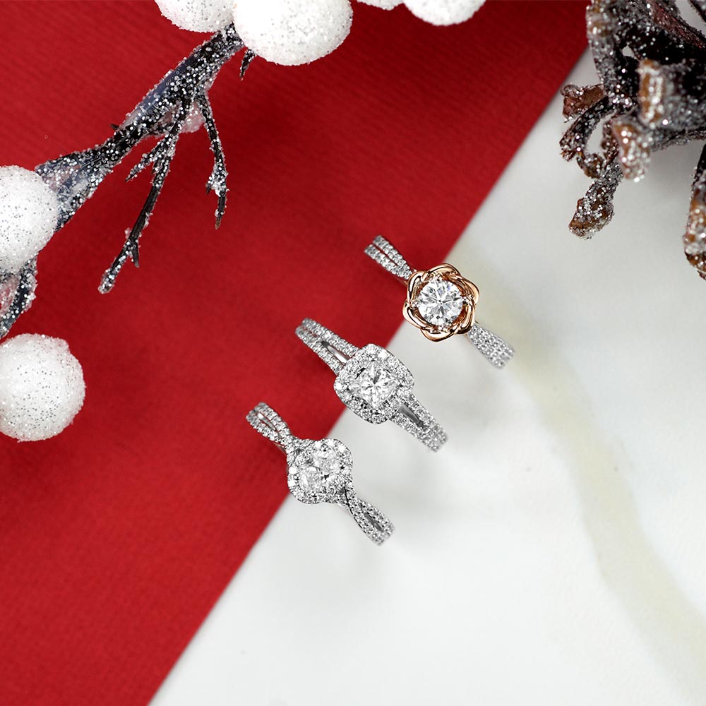 Enchanted Disney Ariel Engagement Ring with .63 Carat TW of Diamonds in 14kt White and Rose Gold