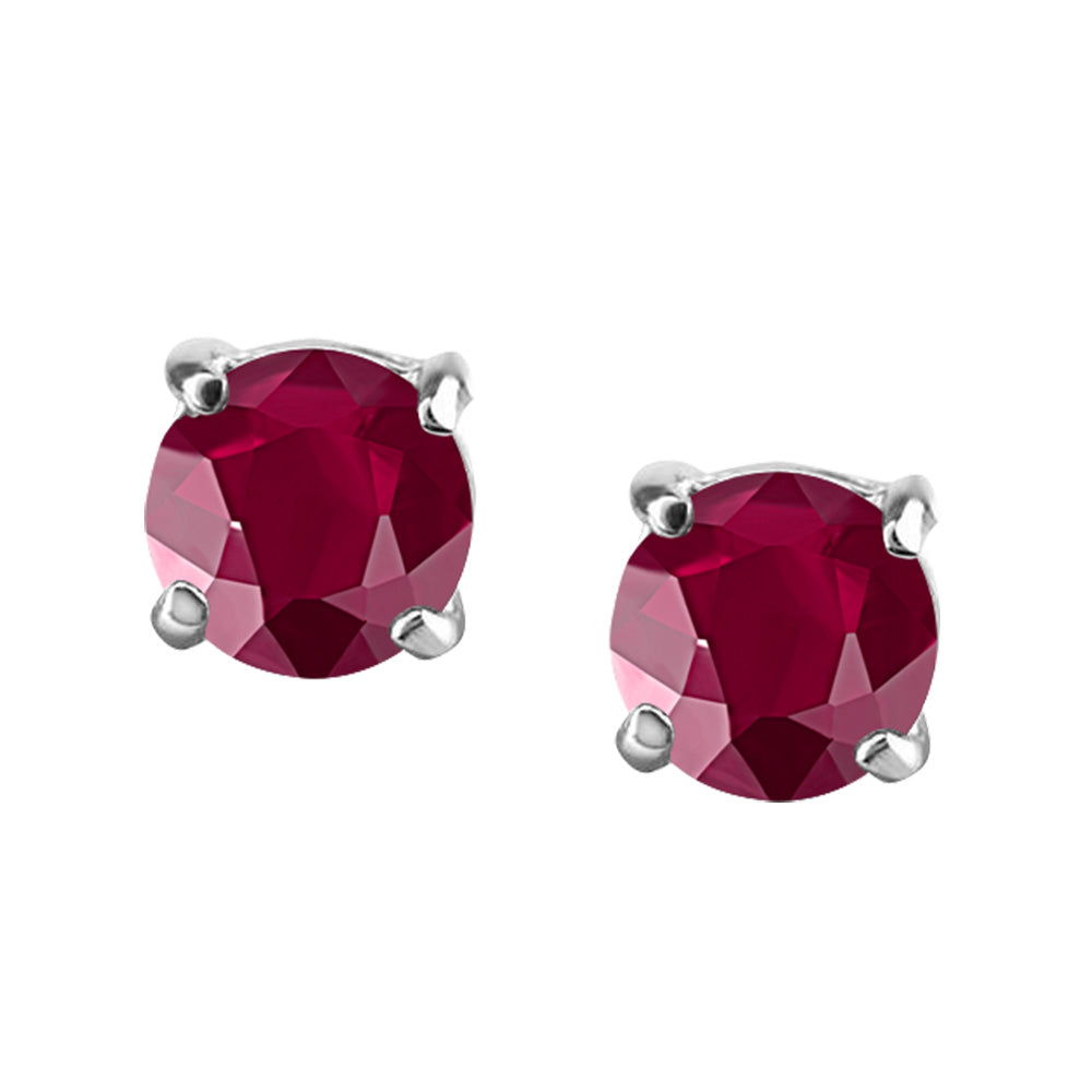4MM Stud Earrings With Ruby In 14kt White Gold