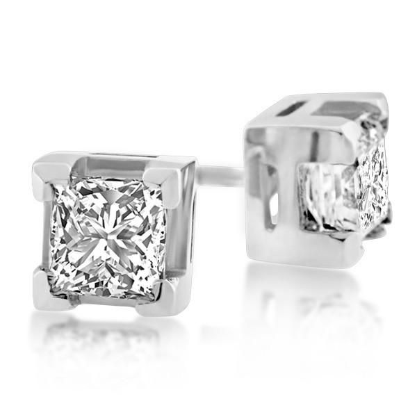 Stud Earrings with 1.00 Carat TW of Diamonds in 14kt White Gold