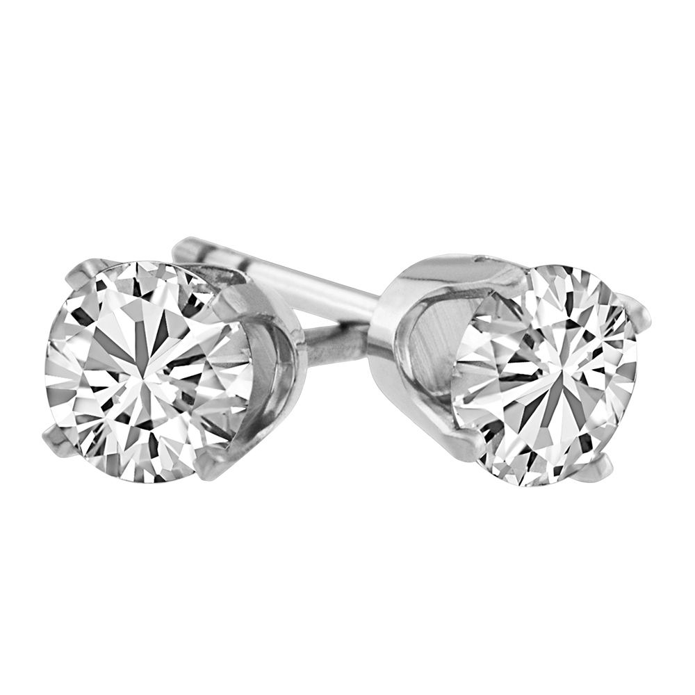 Stud Earrings with 1.00 Carat TW of Cubic Zirconia in 14kt White Gold