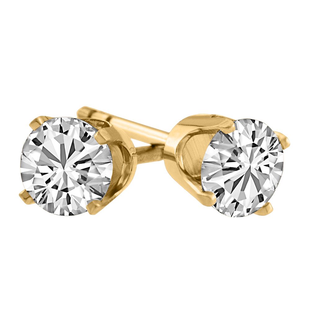 Stud Earrings with 1.00 Carat TW of Cubic Zirconia in 14kt Yellow Gold